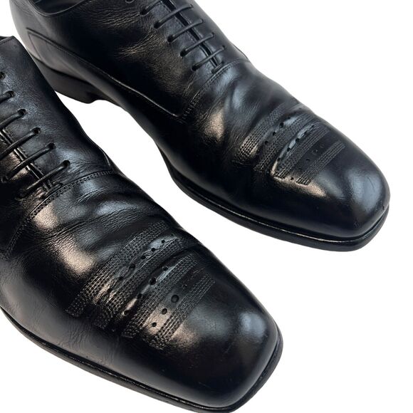 Prada Black Leather Lace Up Square Toe Oxford Shoes Men’s Size 9 2E 2186 Brogue